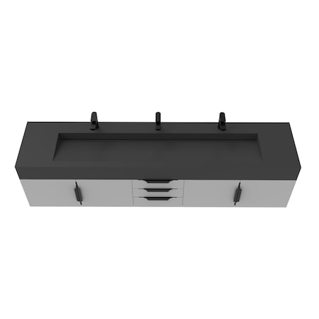 Castello Usa Nile 84-inch Gray Vanity Set with Black Top and Black Handles CB-MC-84G-BL-2053-BL